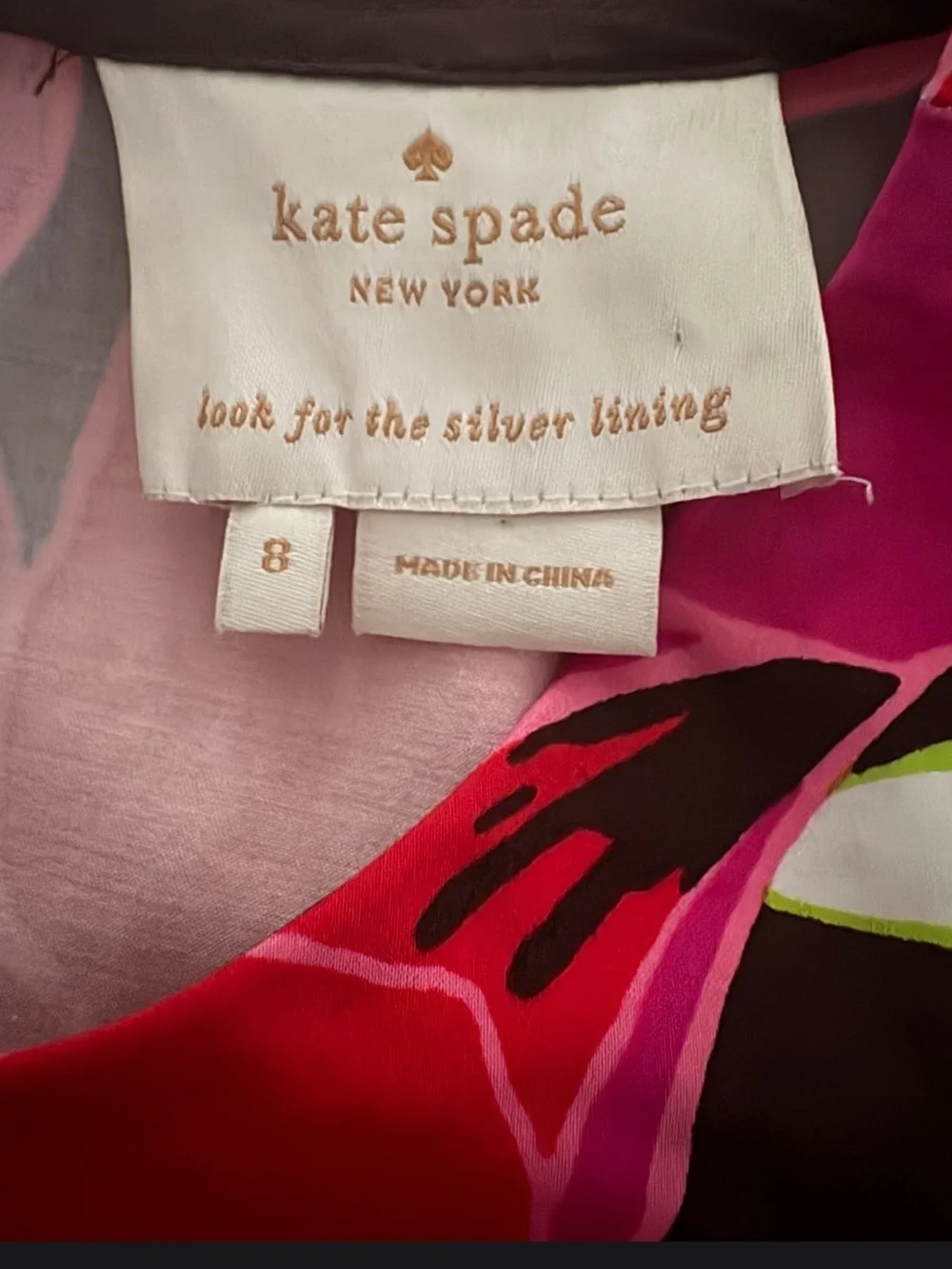 Kate Spade Pink, Red & Black Floral Print Dress